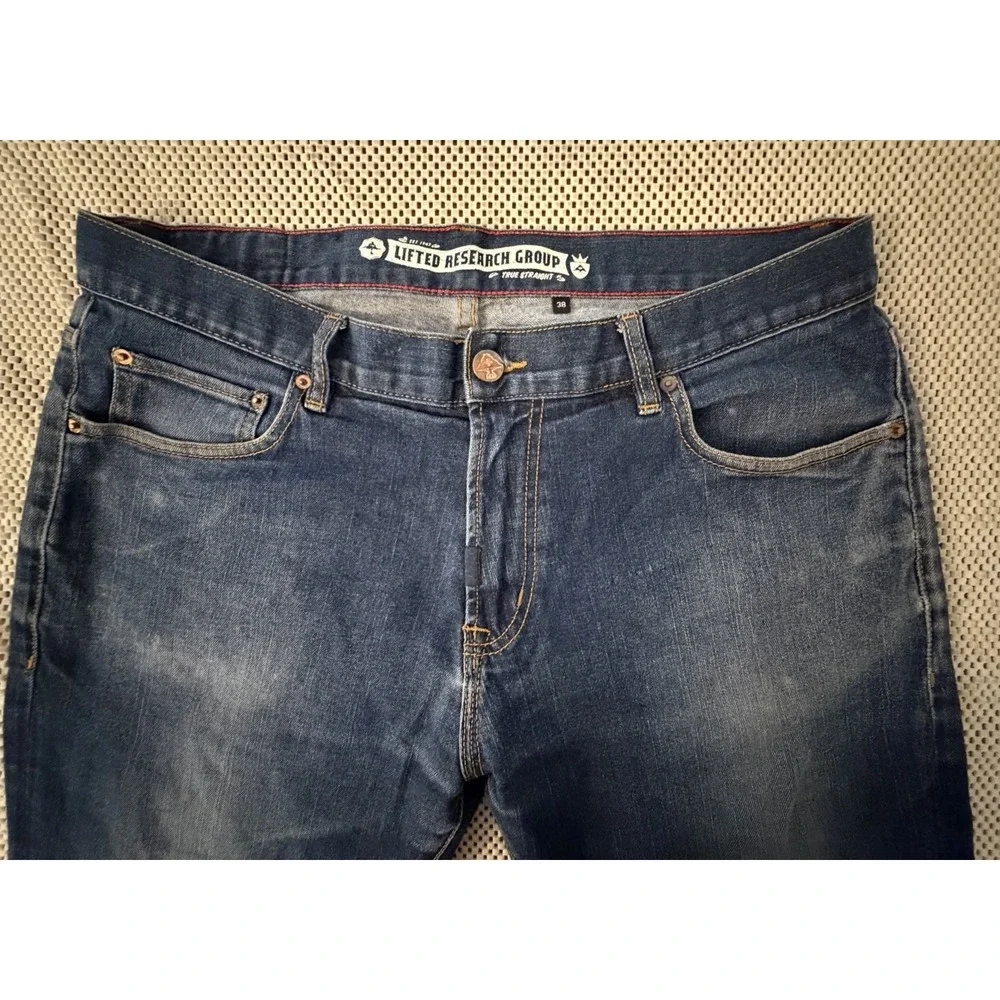 Lifted Research Group Jeans True Straight Leg Men Sz 38 Distressed 36x30 Actual